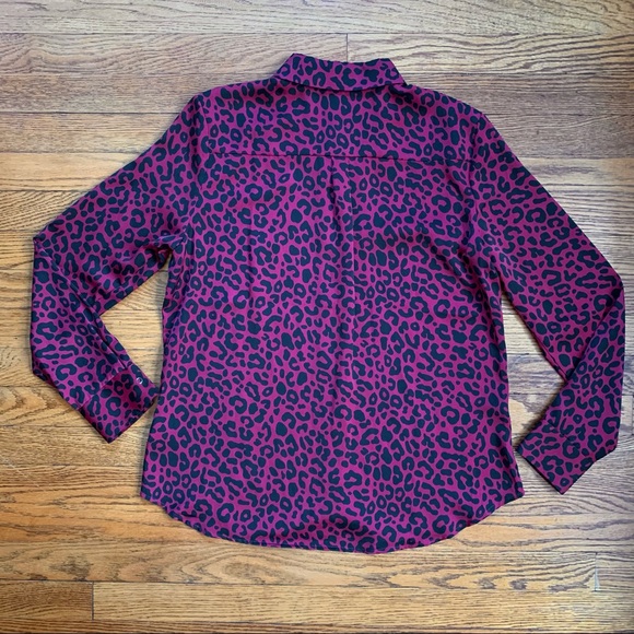 David Lerner Evereve Leopard Print Button Down Long Sleeve Portman Shirt - Picture 5 of 8